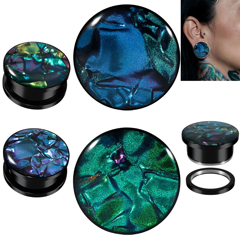 Body Jewelry Gauges - 1PC Stainless Steel Mix Colors Shell