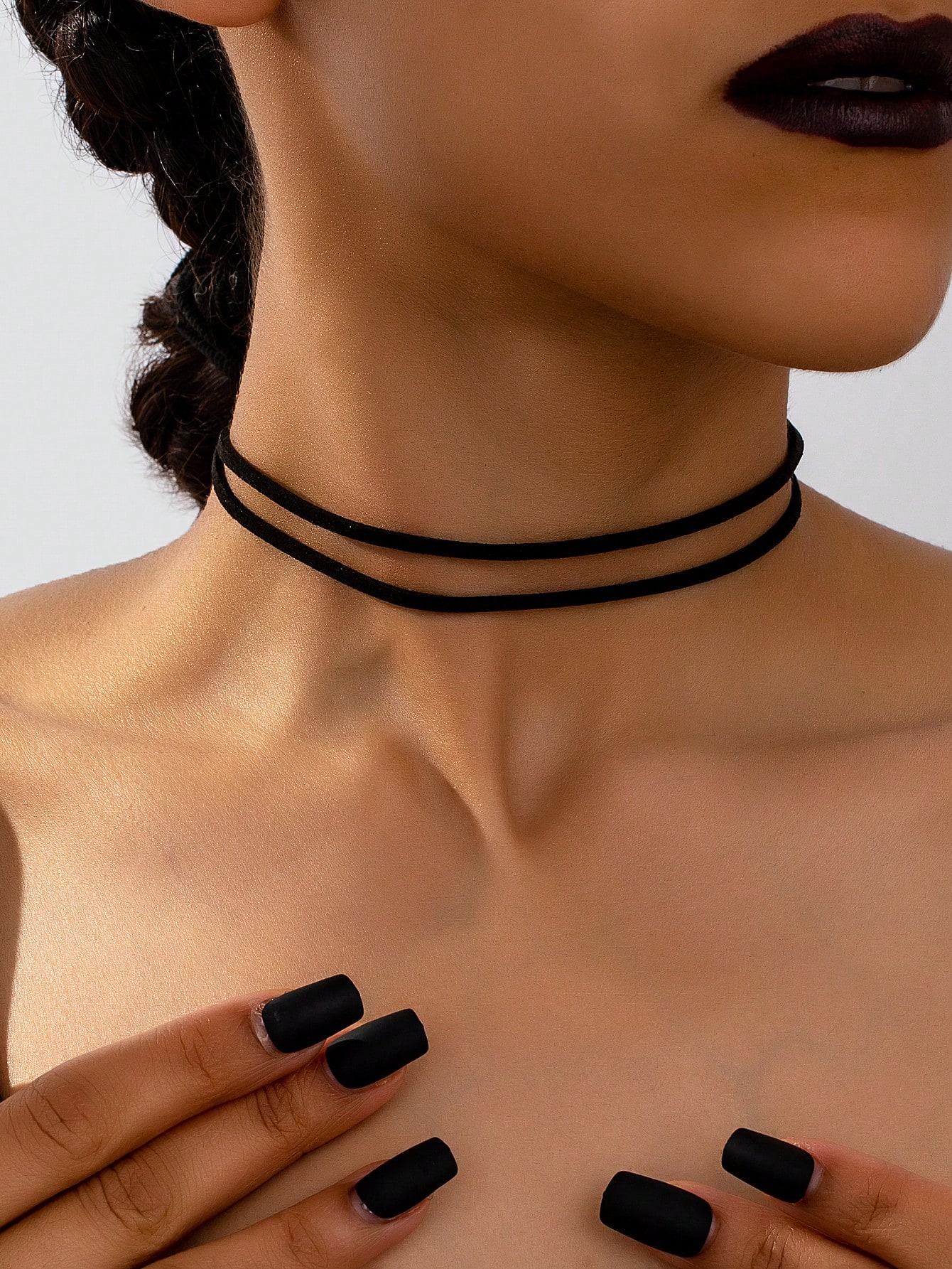 Body Jewelry Etc - 1pc Gothic Style Double-Layer Necklace Choker,