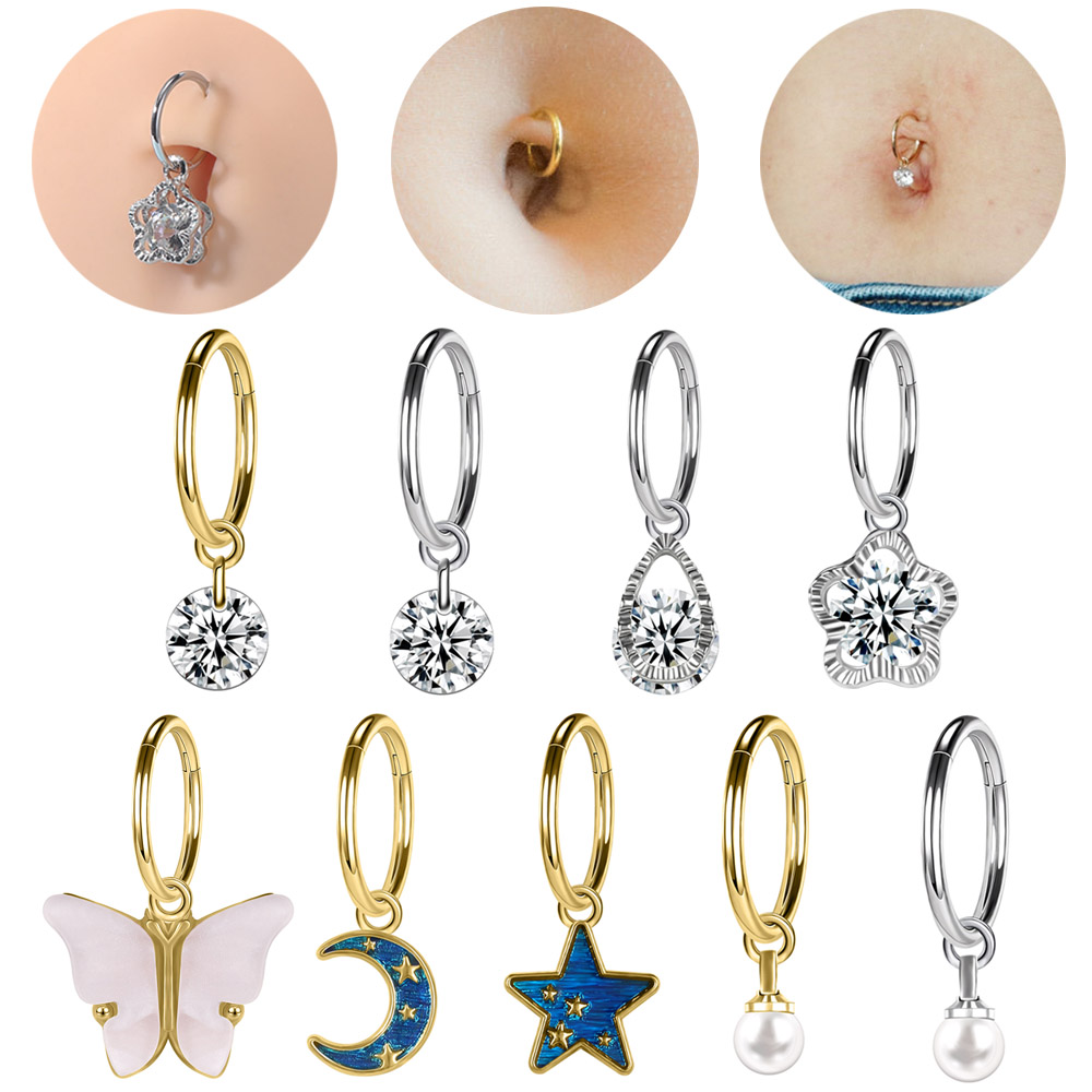 Body Jewelry Real Gold - ZS 16G Gold Color Hoop Belly