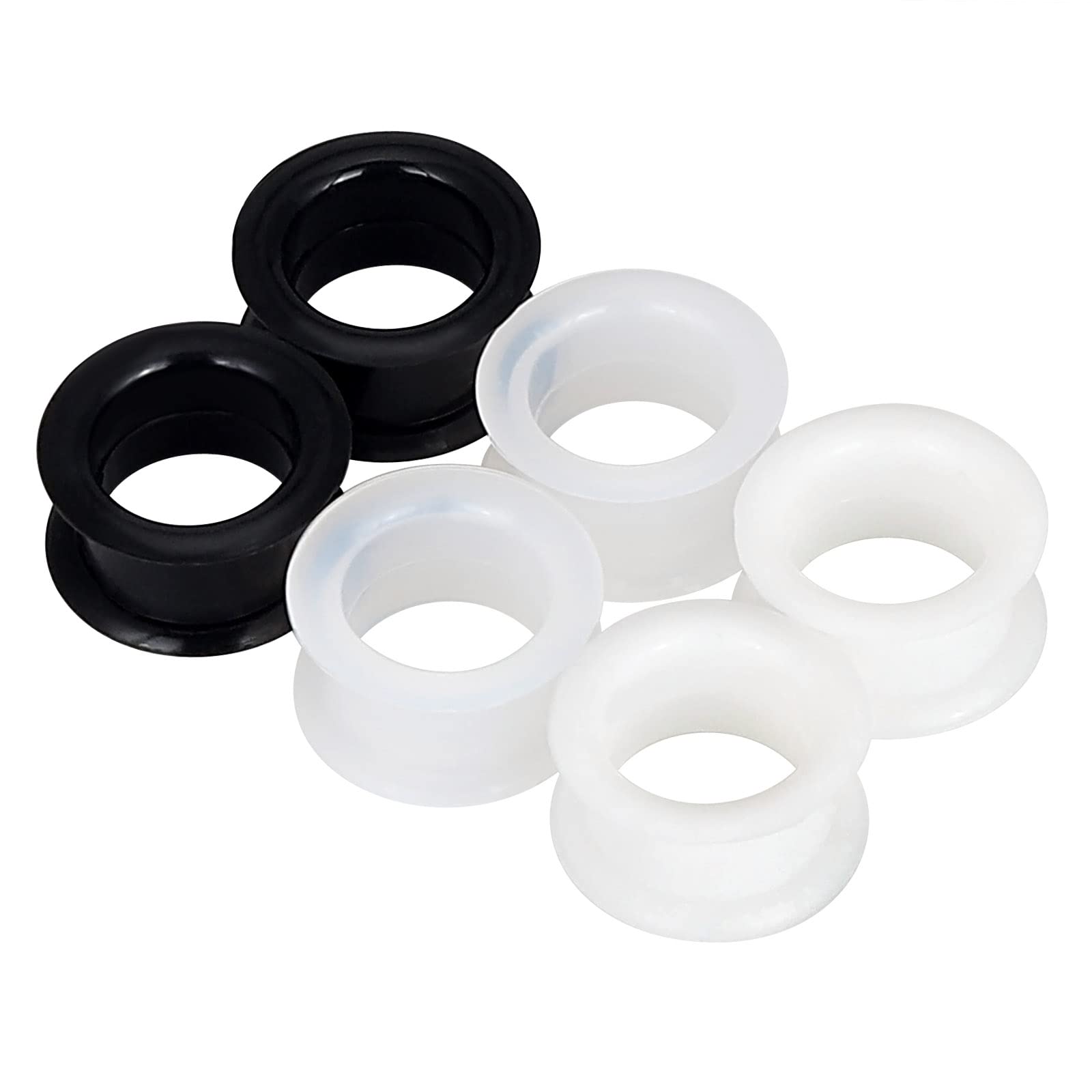Body Jewelry Gauges - 2PCS-6PCS Black Clear White Thick Silicone