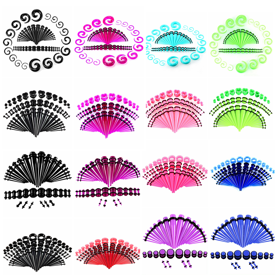Body Jewelry Gauges - 36pcs-54pcs 14G-00G Acrylic Ear Plugs and