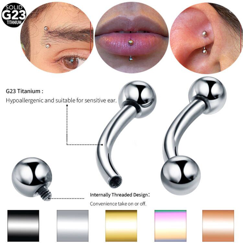 Nipple Bar Curved - 1PC Titanium Curved Barbells Internal Thread