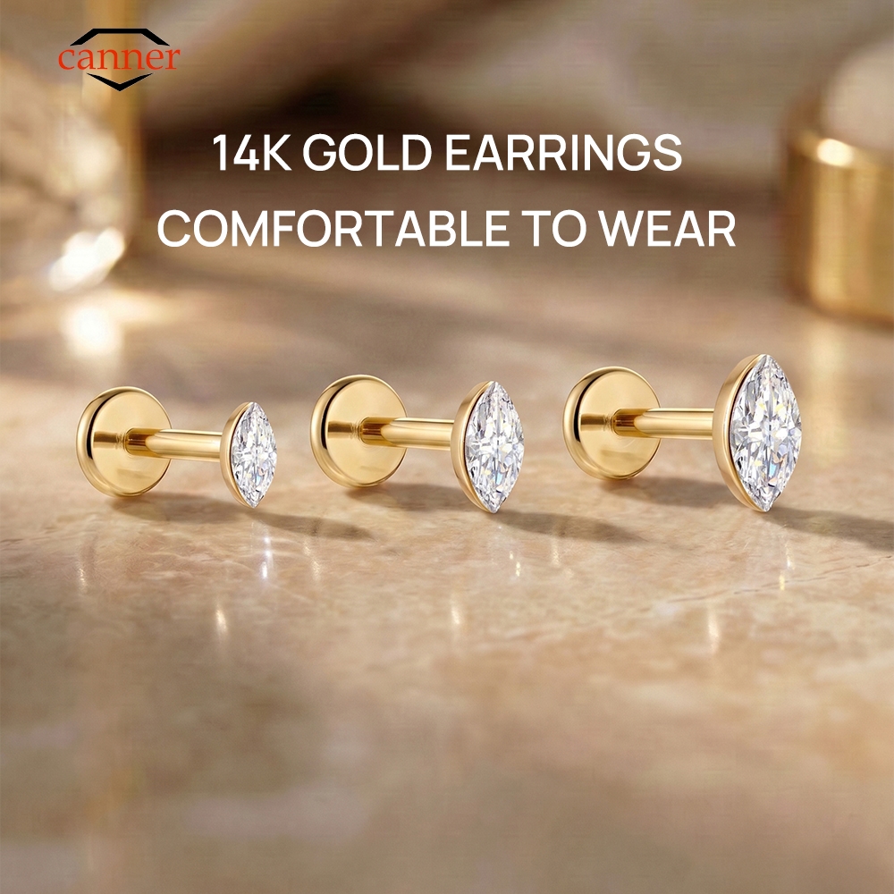 Body Jewelry Ear - CANNER 1PC 14K Solid Gold Delicate
