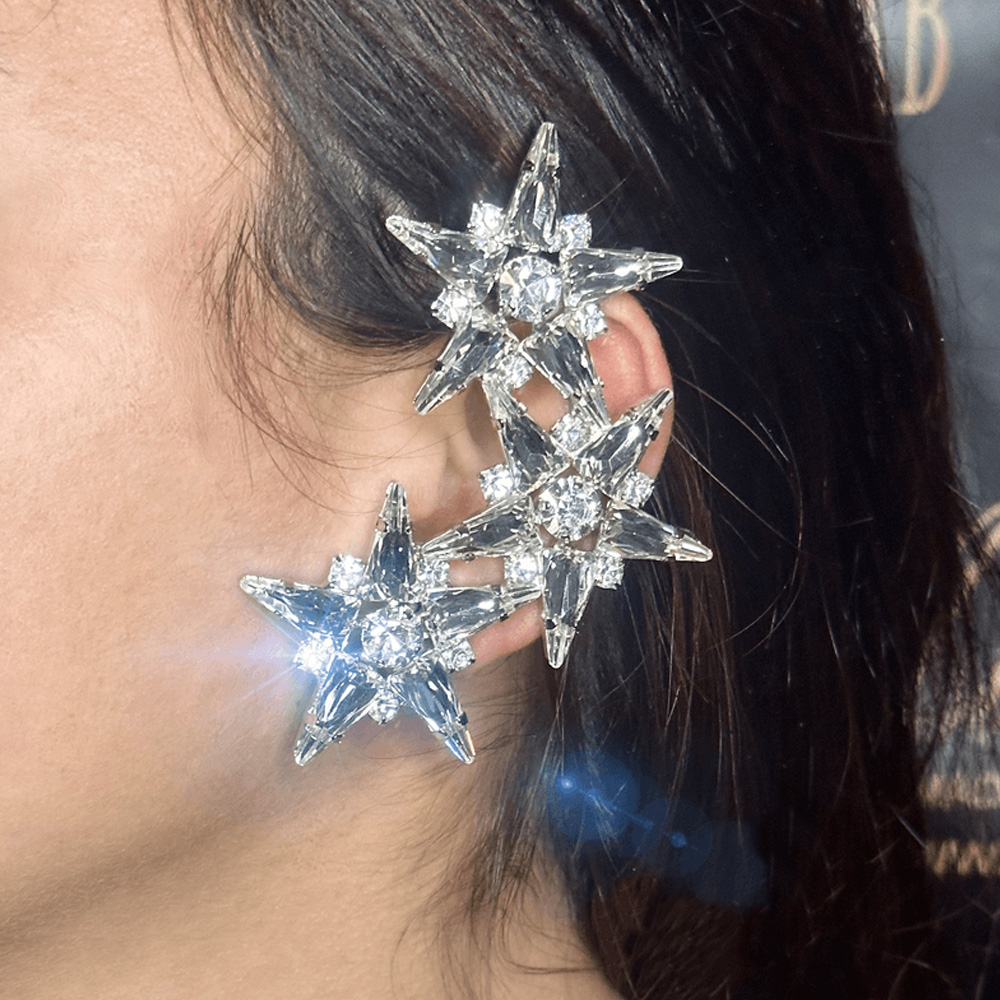Body Jewelry Ear - Stonefans Five-Pointed Star Ear Clips Without