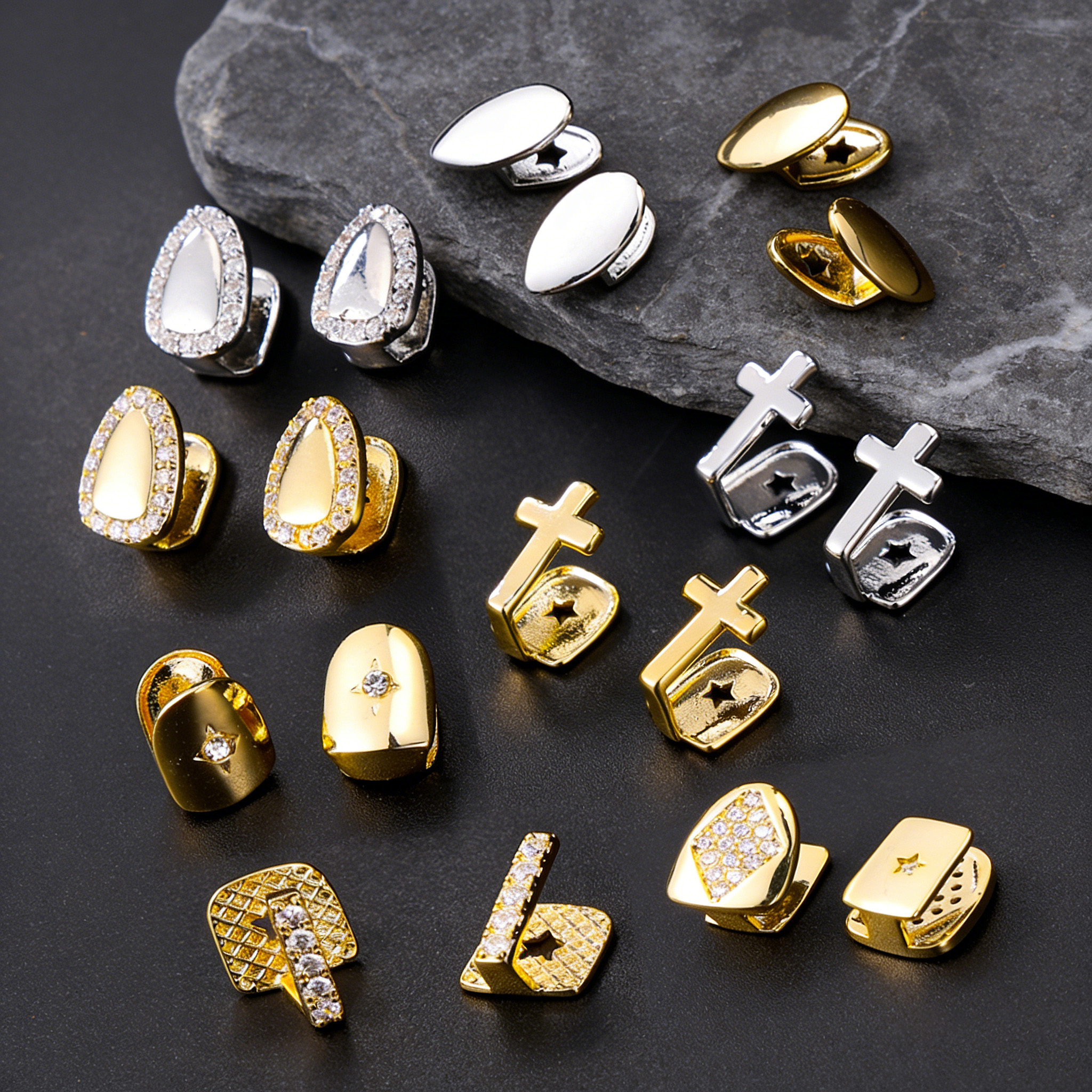 Body Jewelry For Men - Hip-hop Micro-inlaid Zircon Braces Star Cross
