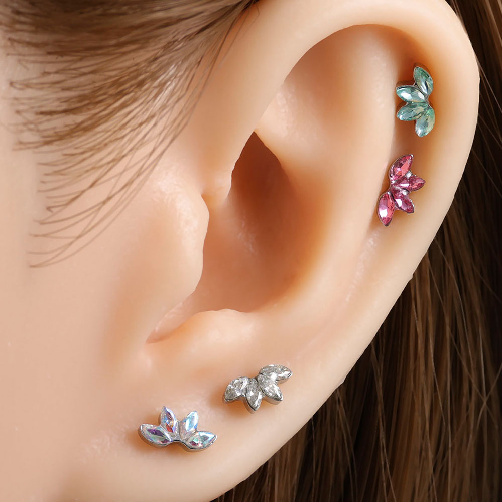 Body Jewelry Shop - 4 pcs ostainless steel zircon paved