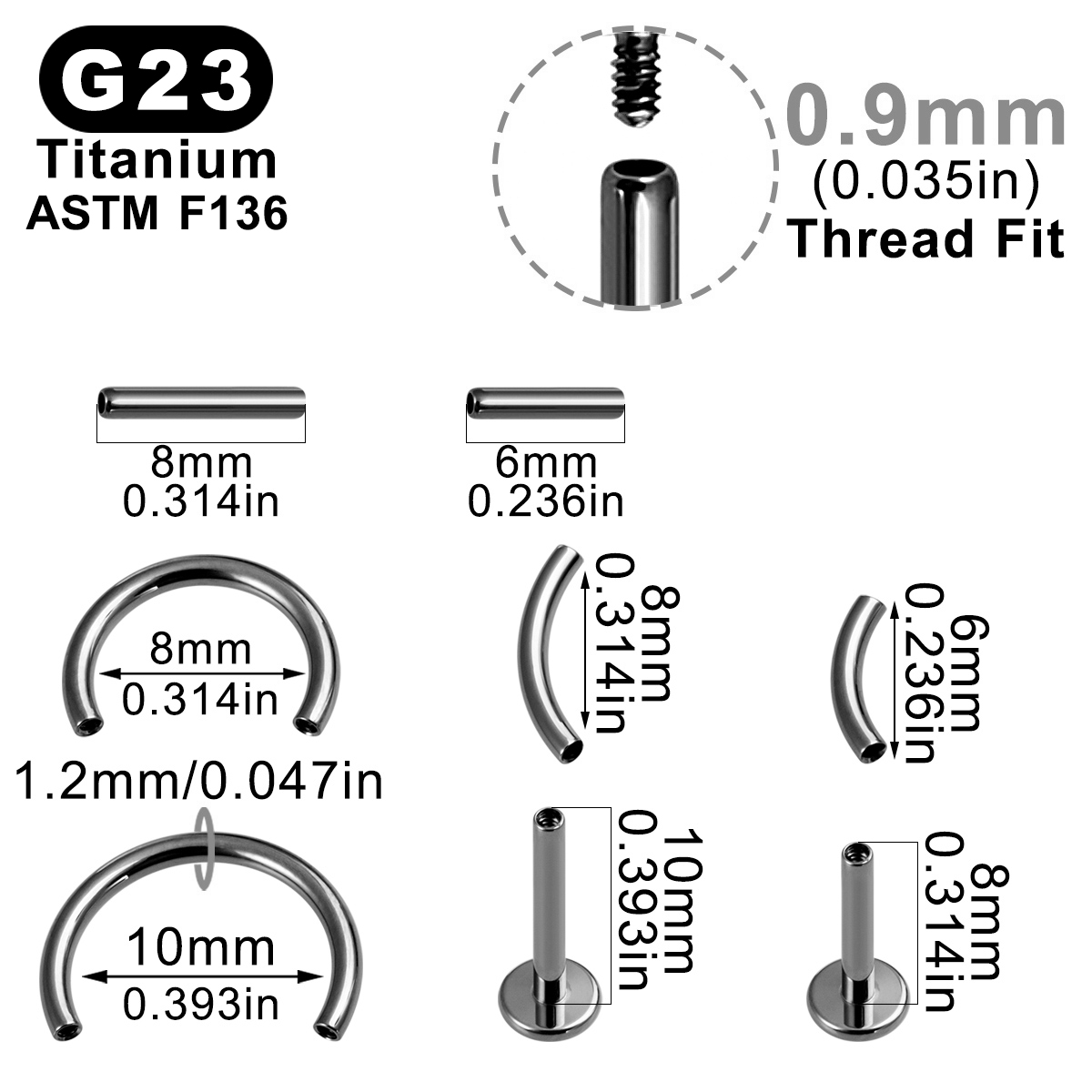 8pcs/Lot ASTM F136 Implantable - Nipple Bar Curved reseña y precio