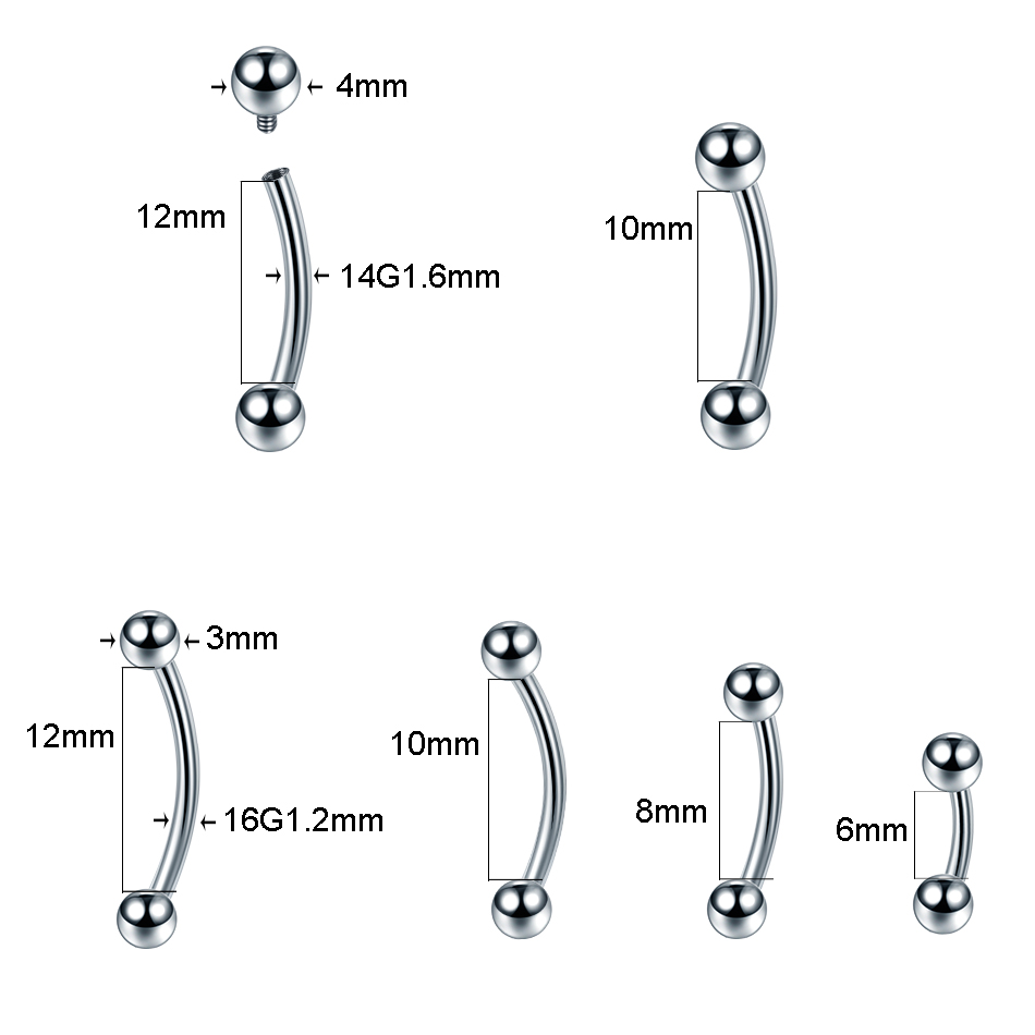 1PC 100% Titanium Eyebrow Pier - Nipple Bar Curved reseña y precio