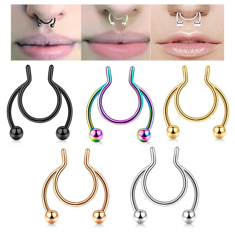 U Shaped Fake Nose Ring Hip Ho - Body Jewelry Nose Studs reseña y precio