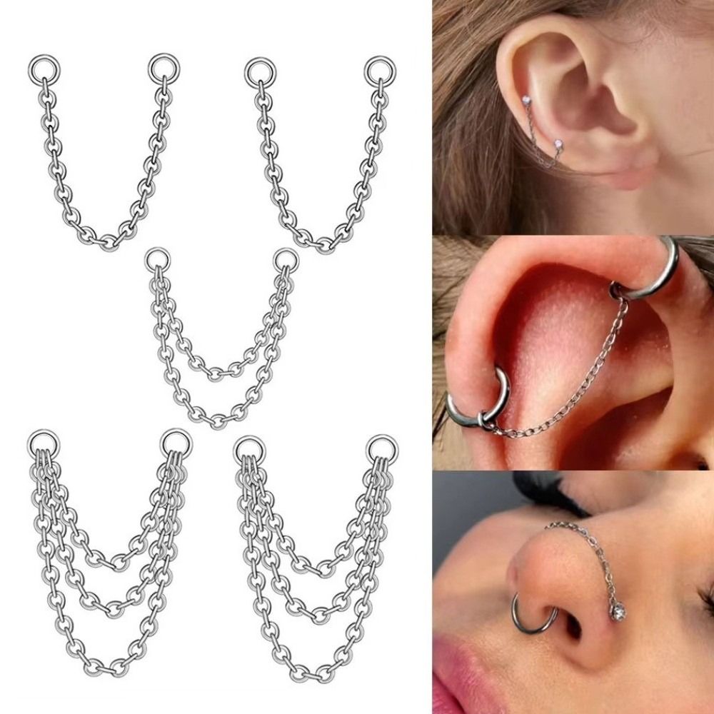 Titanium Nose Chain Three Laye - Body Jewelry Ear reseña y precio
