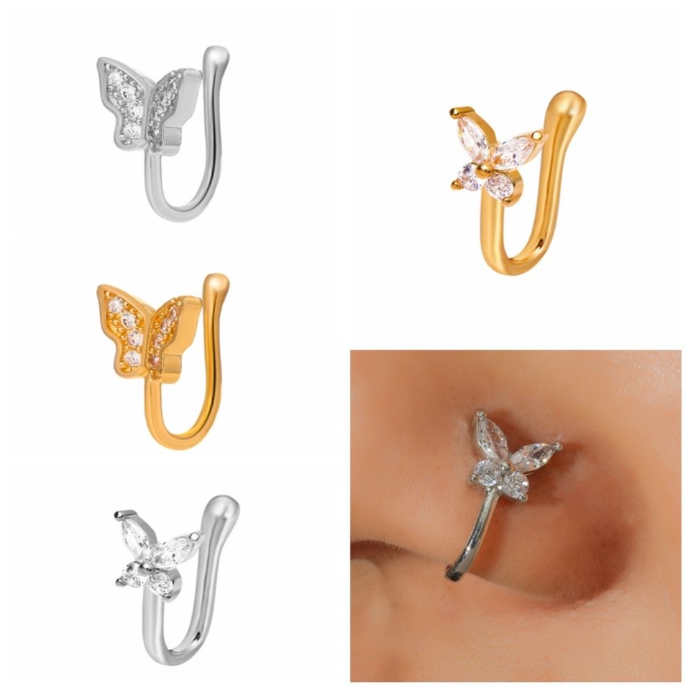 Rhinestone Butterfly Nose Ring - Body Jewelry Ear reseña y precio