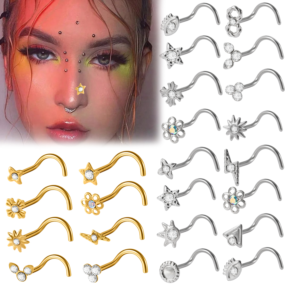 1-15PCS Stainless Steel Nose S - Body Jewelry Etc reseña y precio