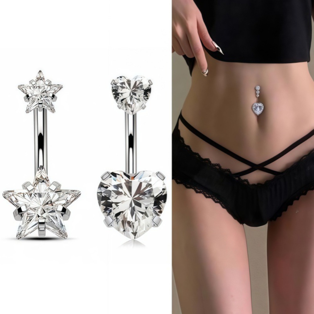 Heart Round Double Head Zircon - Body Jewelry And Piercing reseña y precio