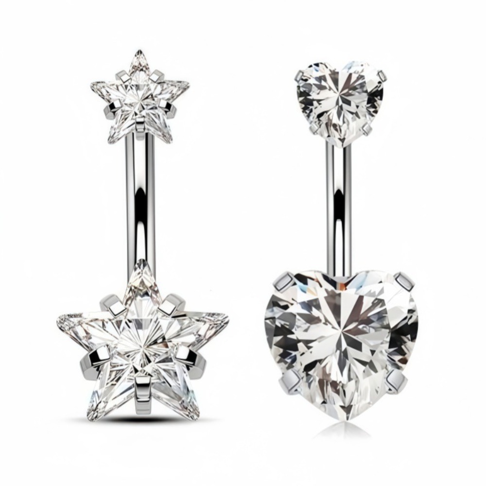 Heart Round Double Head Zircon - Body Jewelry And Piercing reseña y precio