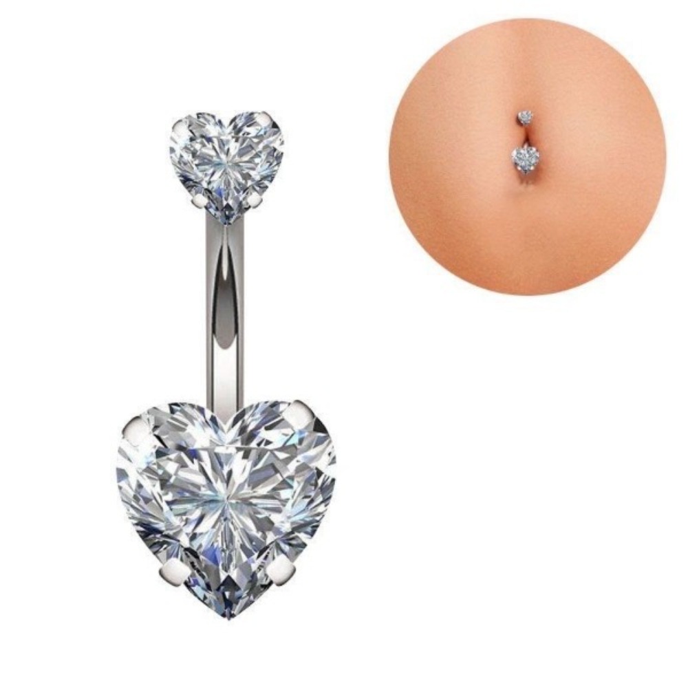 Heart Round Double Head Zircon - Body Jewelry And Piercing reseña y precio