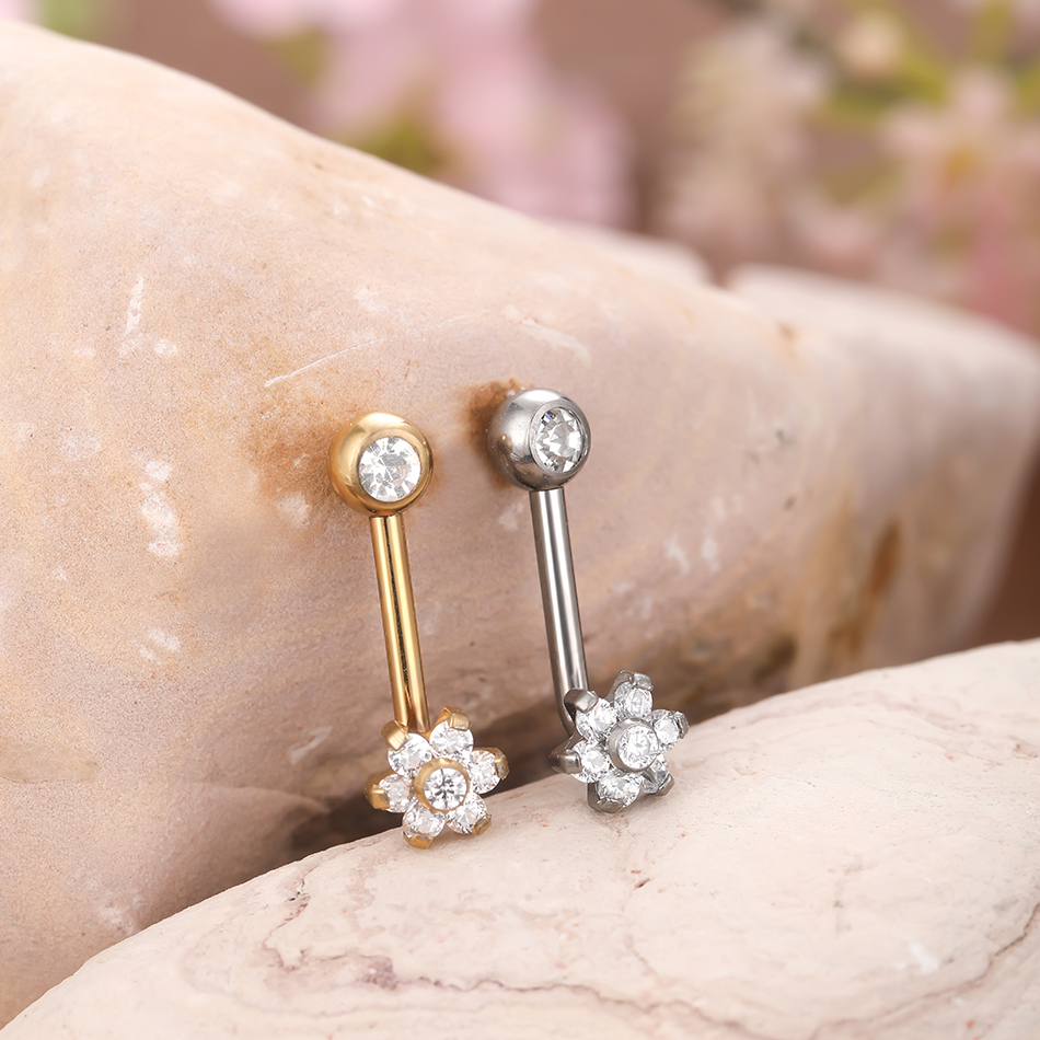 1pc 14G Titanium Flower Christ - Body Jewelry Vch reseña y precio