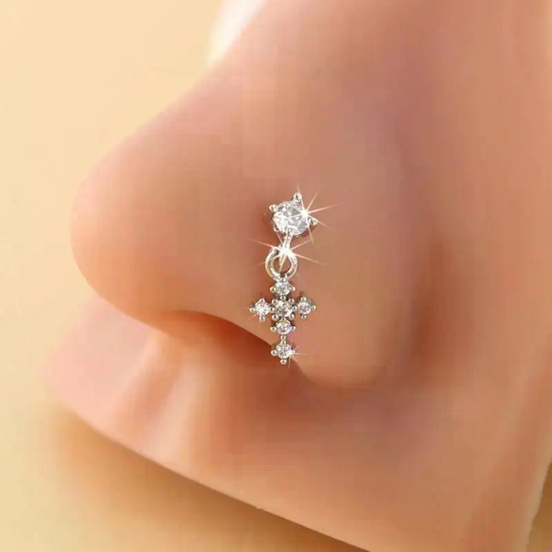 Dangle Nose Rings For Women Cr - Body Jewelry Nose Studs reseña y precio