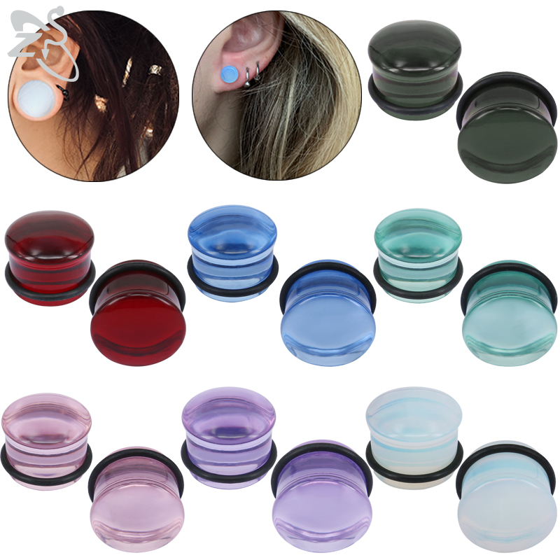 ZS 2pcs/lot Glass Ear Plug And - Body Jewelry Gauges reseña y precio