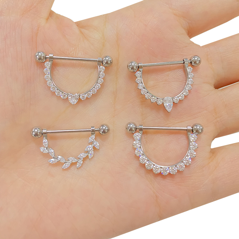 ASTM F136 Titanium PIERC CZ Pa - Nipple Bar Curved reseña y precio