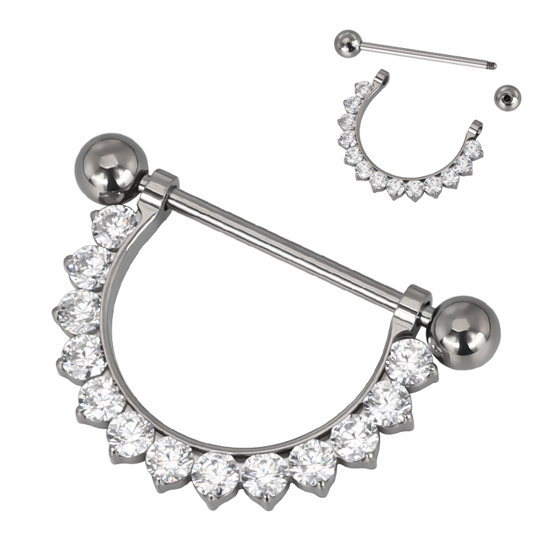 ASTM F136 Titanium PIERC CZ Pa - Nipple Bar Curved reseña y precio