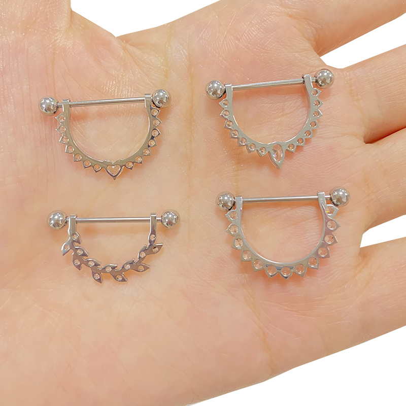 ASTM F136 Titanium PIERC CZ Pa - Nipple Bar Curved reseña y precio