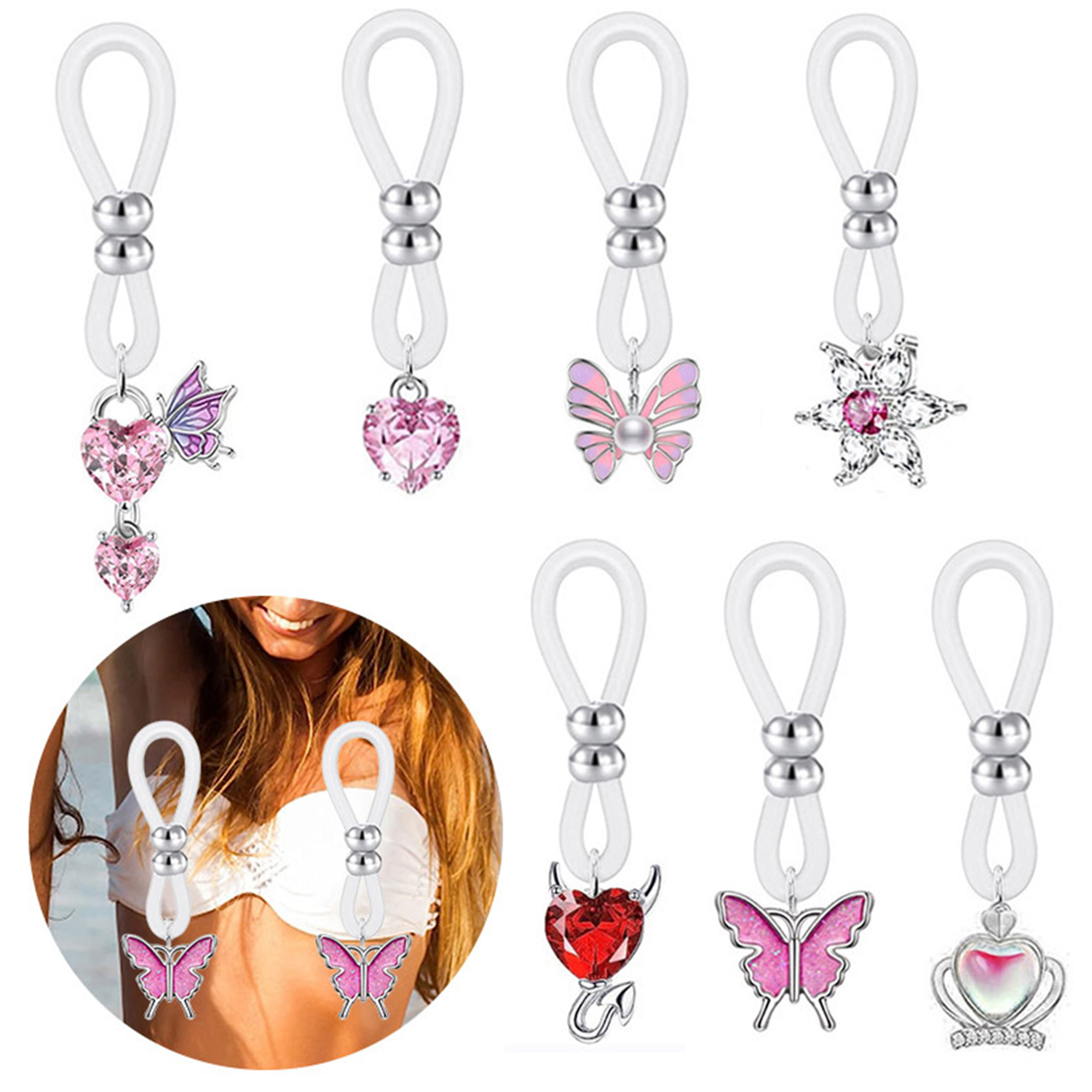 Alloy Silicone Butterfly Heart - Body Jewelry And Piercing reseña y precio
