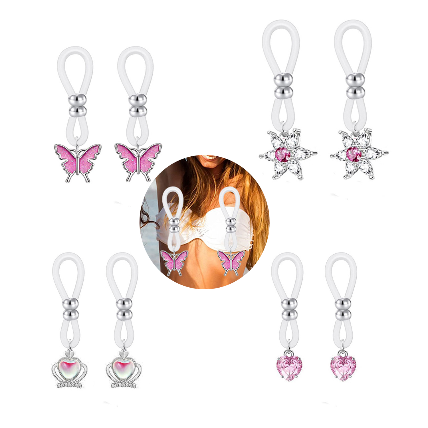 Alloy Silicone Butterfly Heart - Body Jewelry And Piercing reseña y precio