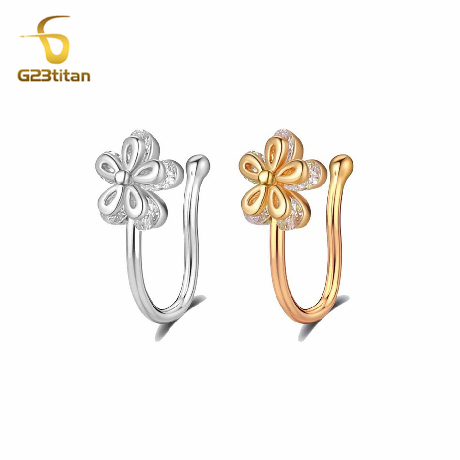 1pc Inlaid Zircon Flower Coppe - Body Jewelry Ear reseña y precio