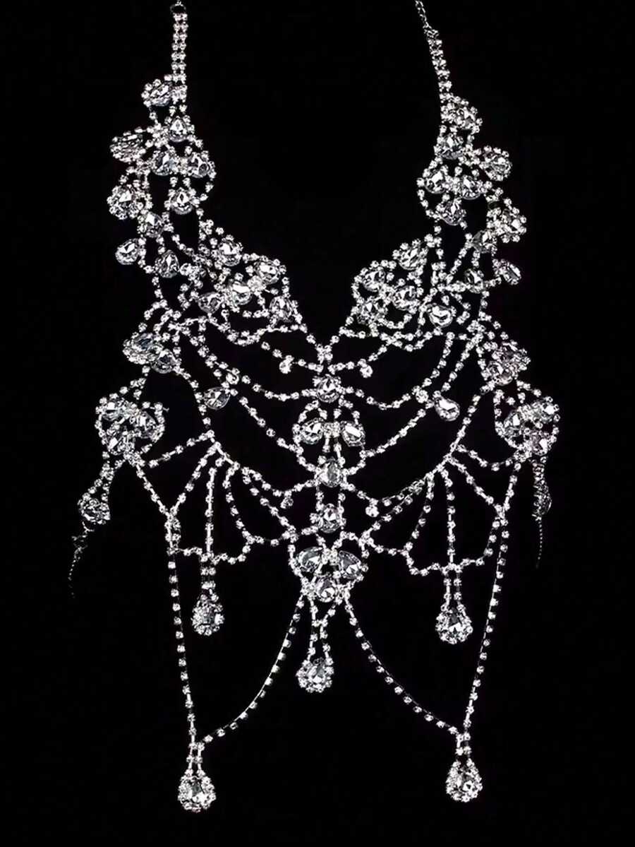 Rhinestone Body Chain Bra Neck - Body Jewelry Chain reseña y precio