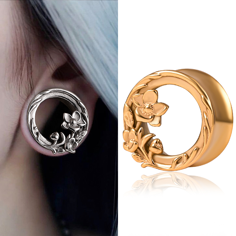Doearko 2PC Flower Design Doub - Body Jewelry Gauges reseña y precio
