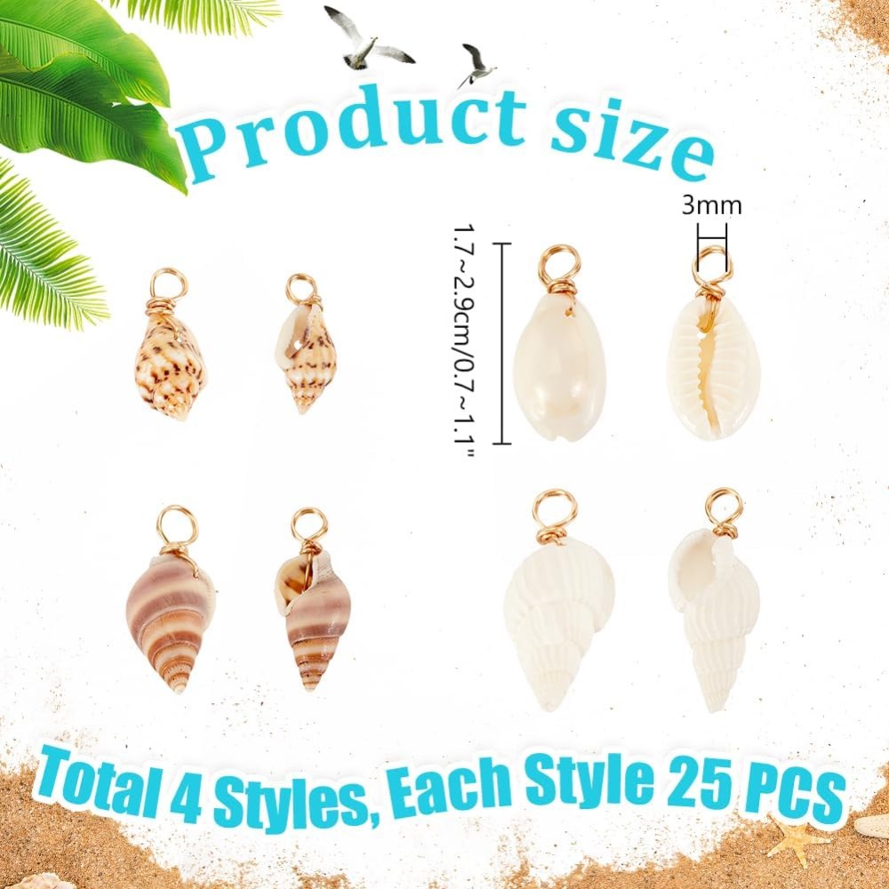 100pcs 4 Styles Natural Shell  - Body Jewelry Beach reseña y precio