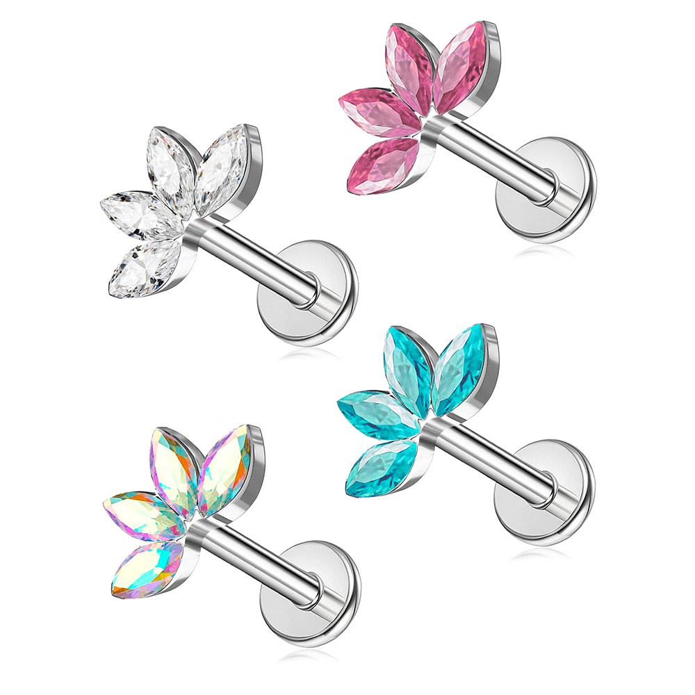 4 pcs ostainless steel zircon  - Body Jewelry Shop reseña y precio