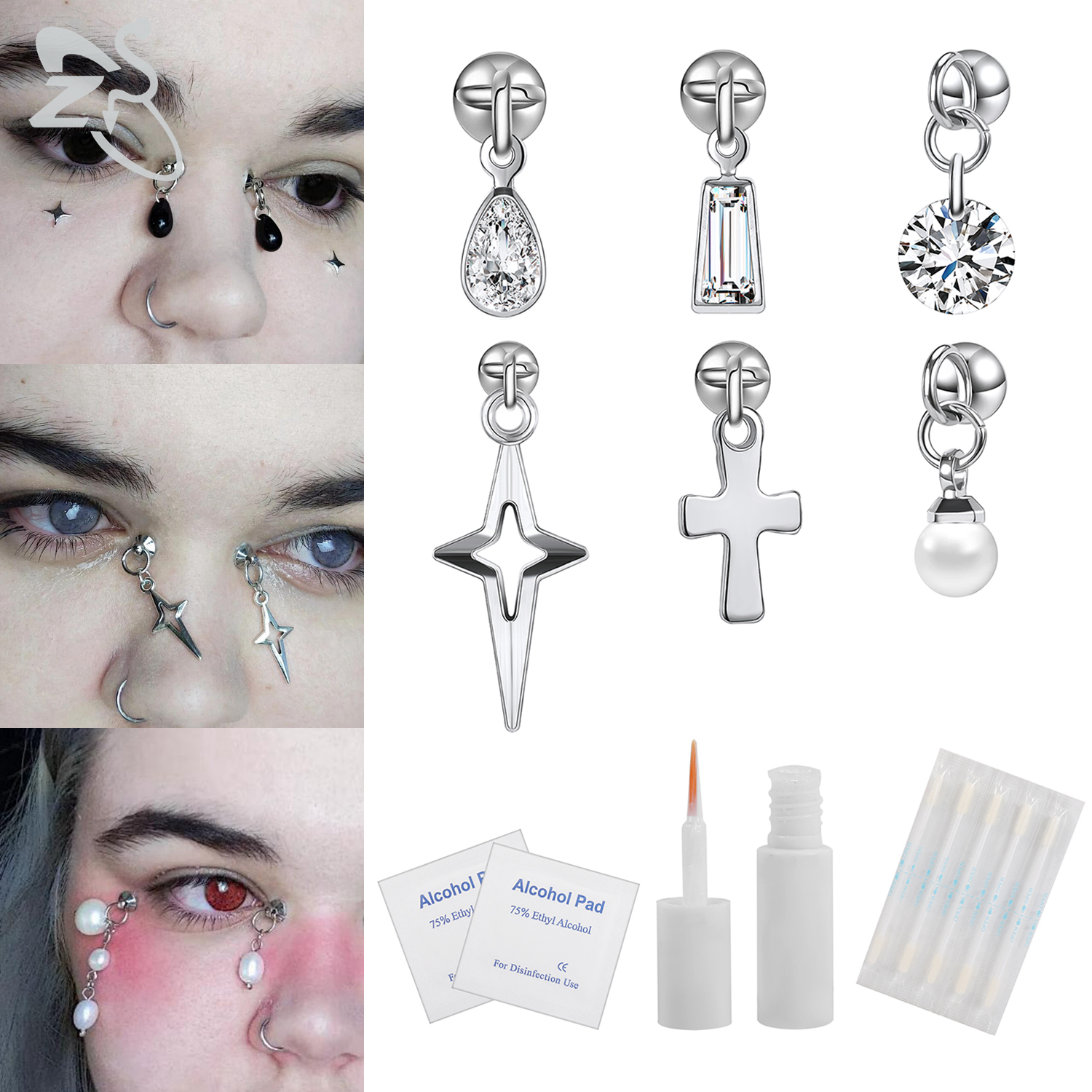 ZS 1 Set Fake Eyebrow Ring Men - Body Jewelry Kit reseña y precio