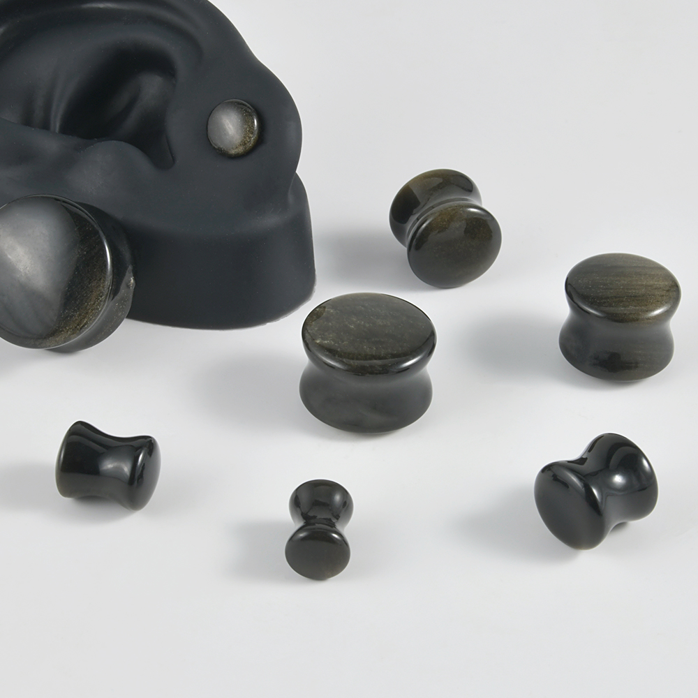 Black Natural Stone Double Fla - Body Jewelry Gauges reseña y precio