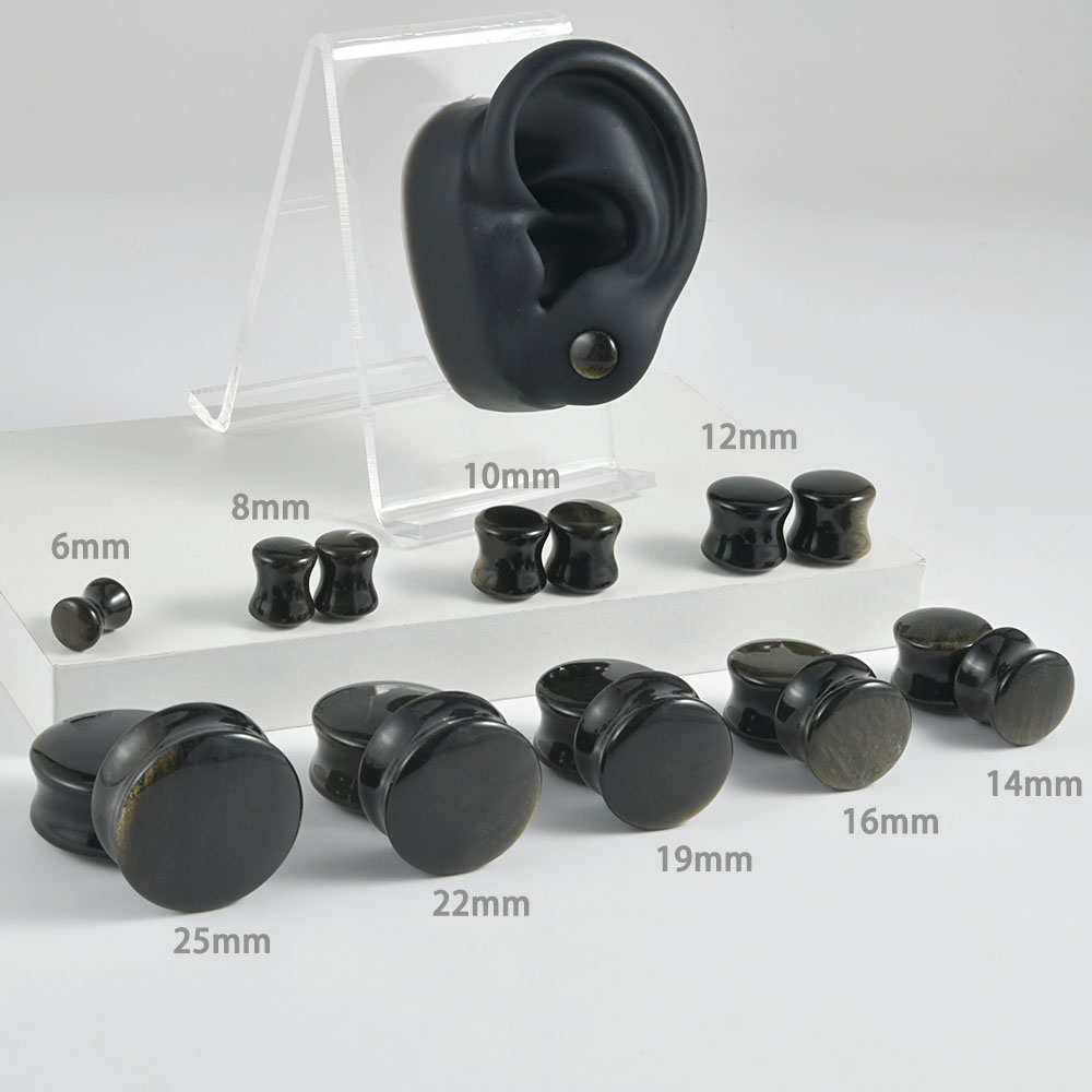 Black Natural Stone Double Fla - Body Jewelry Gauges reseña y precio
