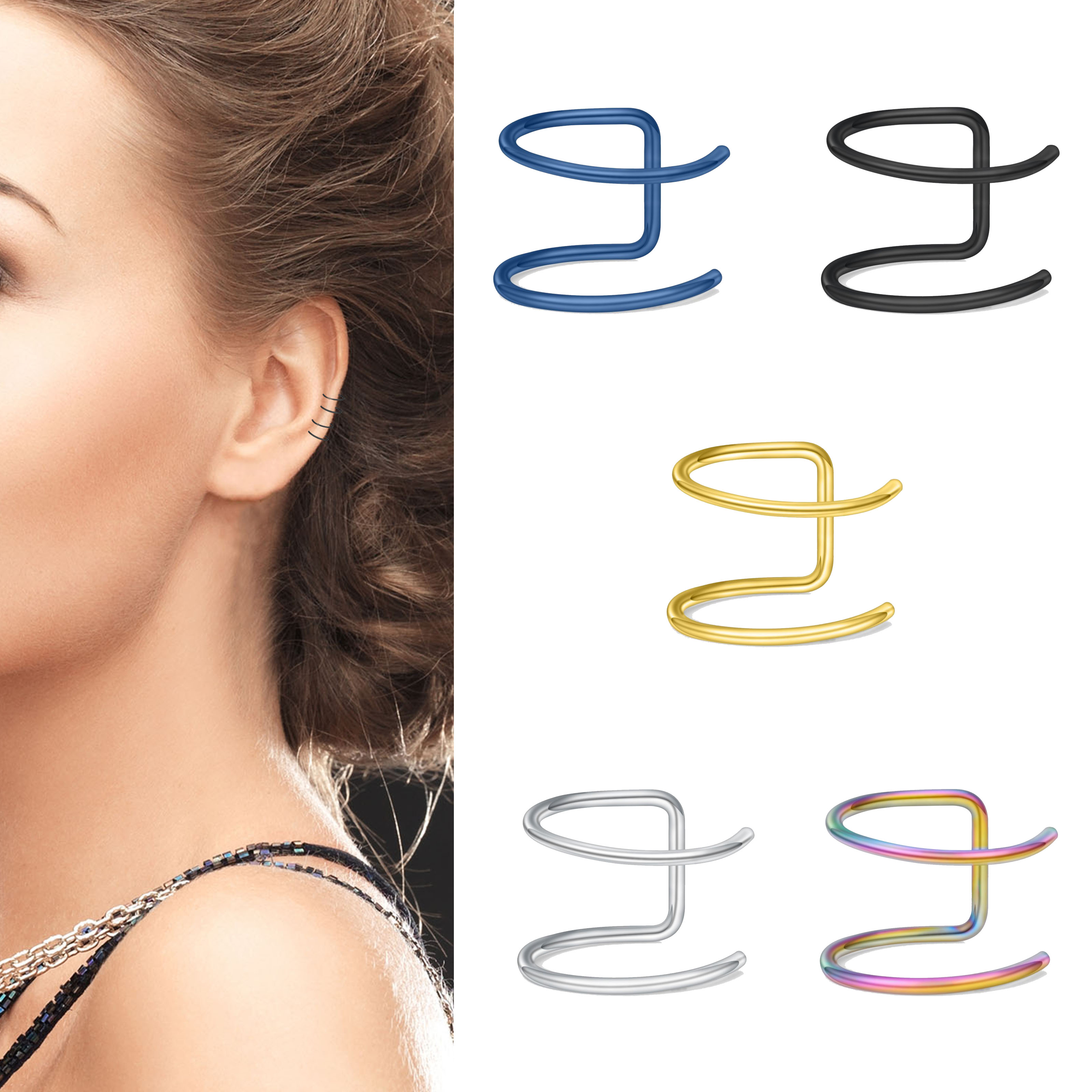 2pcs New No-Piercing Ear Cuffs - Body Jewelry Ear reseña y precio