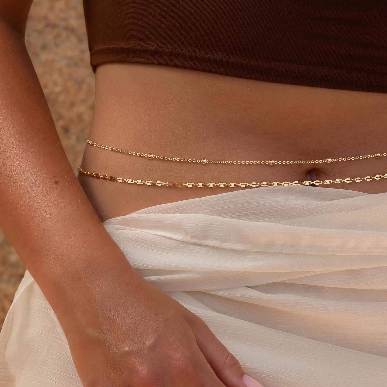 14K Gold Plated Waist Chain Wo - Body Jewelry Beach reseña y precio